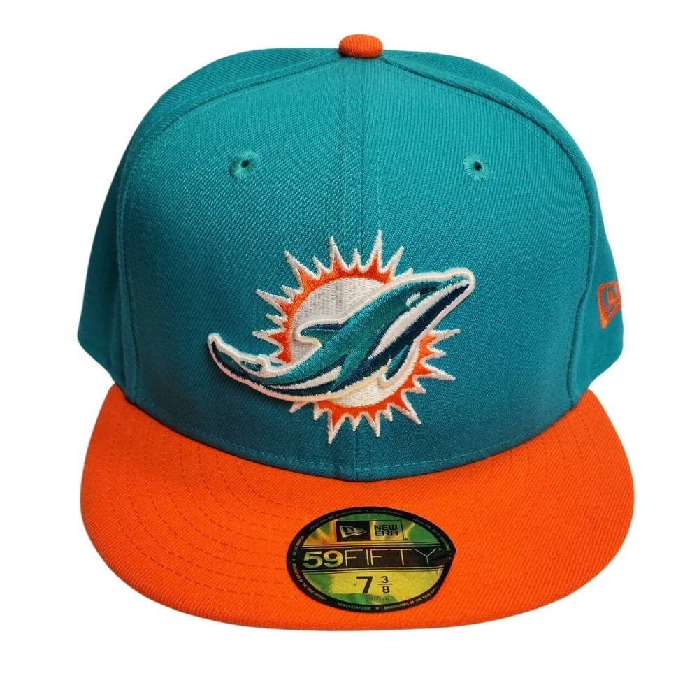 New Era 59FIFTY‎ Miami Dolphins Fitted Hat 7 3/8 Teal Orange NFL Cap